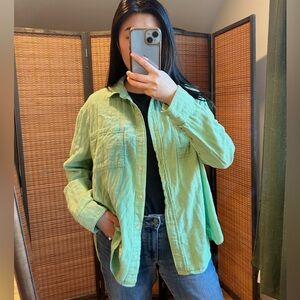 Green Button Down